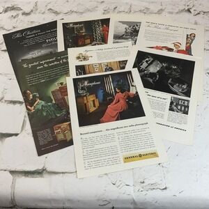 Vintage 1946 Advertising Art Print Ad Lot Of 8 GE Radio Phonograph Westinghouse